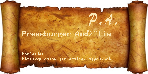 Pressburger Amália névjegykártya
